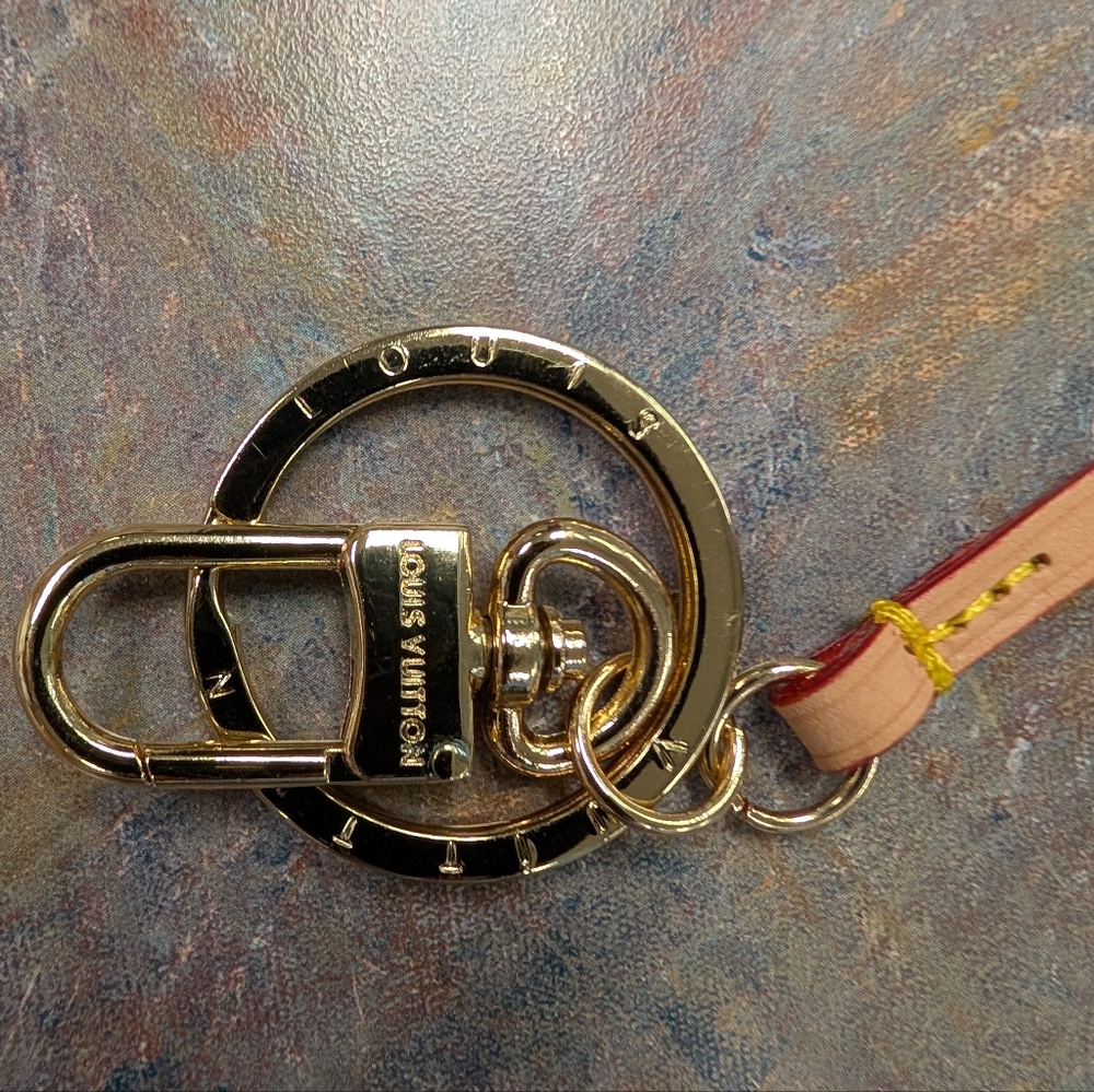 Louis Vuitton Goldtone Keychain & Clip with Leather Strap Attached - Picture 7 of 11